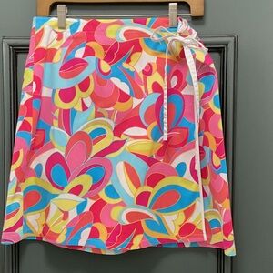 Willi Smith Pink Blue Yellow Abstract Floral Swim Skirt